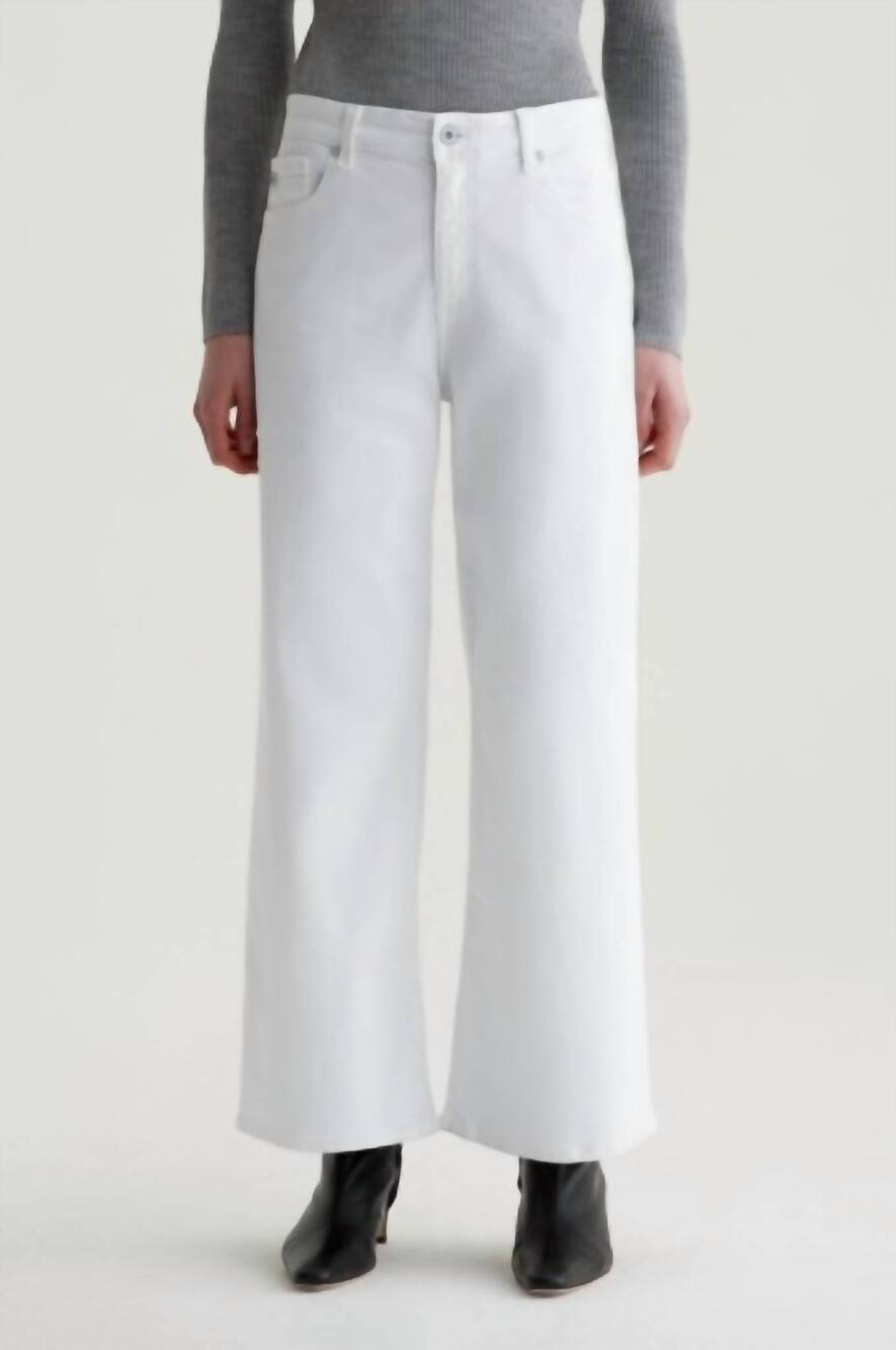 NEW AG JEANS saige wide leg crop jean in gallery white